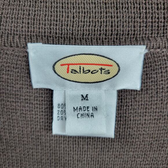Talbots Silk Cardigan Womens M Brown Knit Button Down Faux Pockets Sweater - Picture 2 of 16